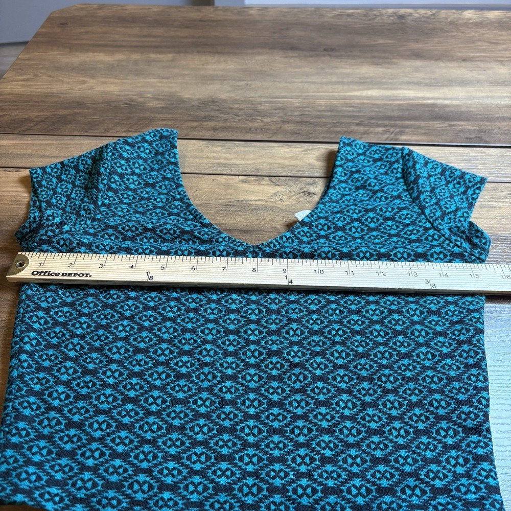 LA Hearts Womens M Teal Crop Top Indie Sleaze Geometric Rayon Blend - Picture 8 of 13